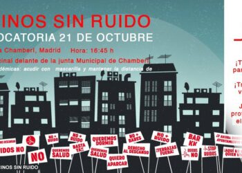 Protesta vecinal contra el ruido y la proliferación de terrazas en Chamberí (Madrid)