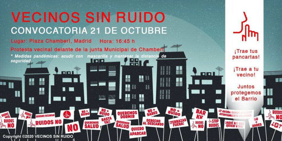 Protesta vecinal contra el ruido y la proliferación de terrazas en Chamberí (Madrid)