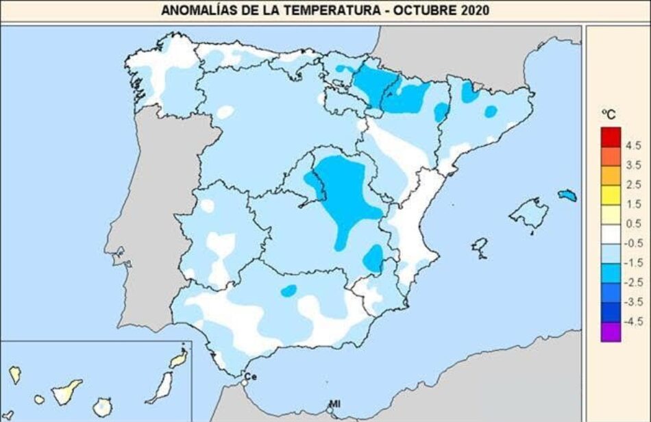 2020 registra el primer mes de octubre frío de los últimos diez años