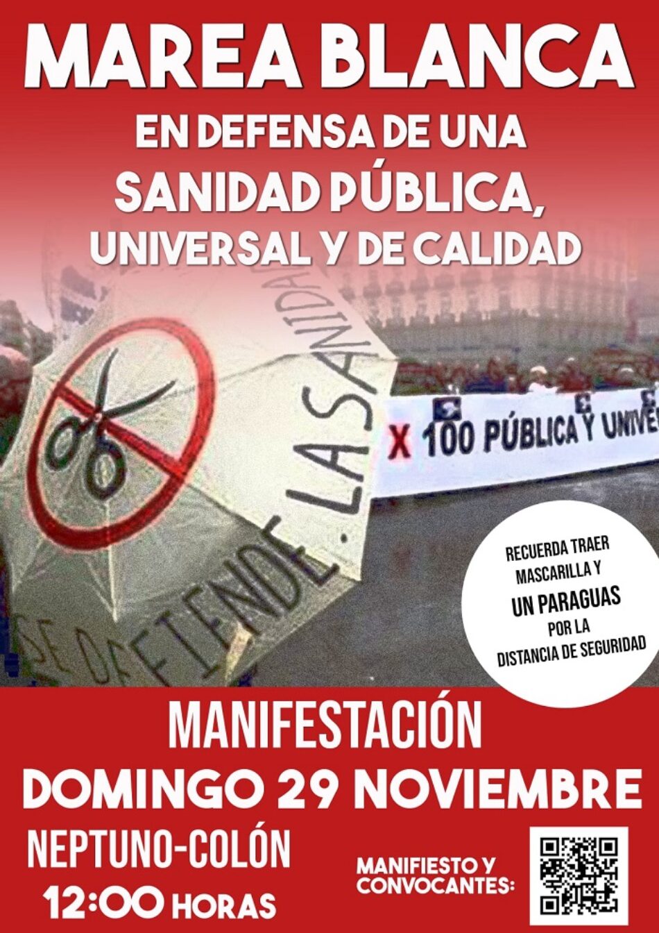 El 29N, una gran Marea Blanca recorrerá al centro de Madrid en defensa de la sanidad pública