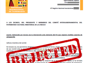 LTNEC: «La UNESCO rechaza la candidatura taurina a salvaguarda como Patrimonio Cultural Intangible de la Humanidad»