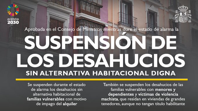 El Gobierno Suspende Los Desahucios De Personas Vulnerables Sin Alternativa Habitacional Durante 1228