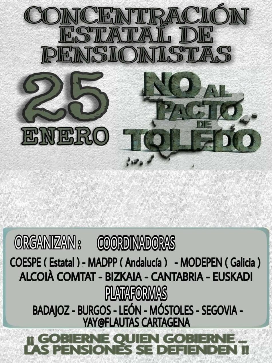 Manifiesto conjunto de los movimientos sociales de pensionistas en defensa del sistema público de pensiones