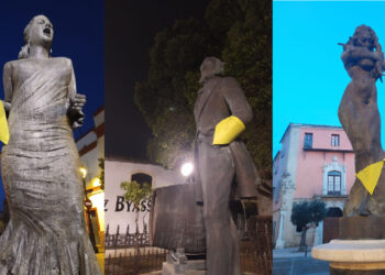 Estatuas emblemáticas de Jerez se visten para el 8M