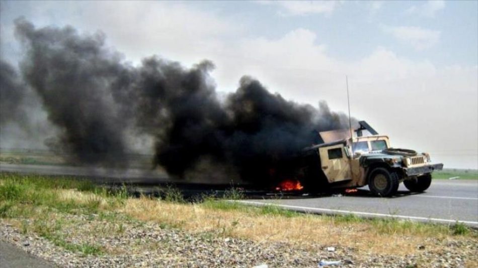 Convoy con apoyo logístico para tropas de EEUU, en llamas en Irak