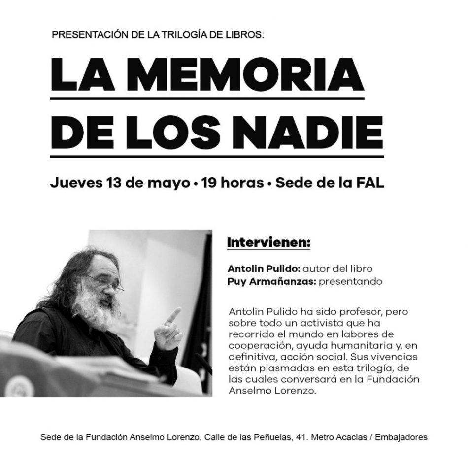 Presentación en la Fundación Anselmo Lorenzo (FAL) de la trilogía ‘Memoria de los nadie’