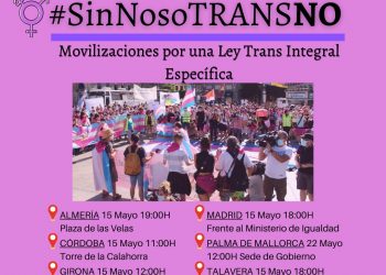 Convocadas movilizaciones en varias ciudades para pedir a el PSOE que vote a favor del trámite por la Ley Trans