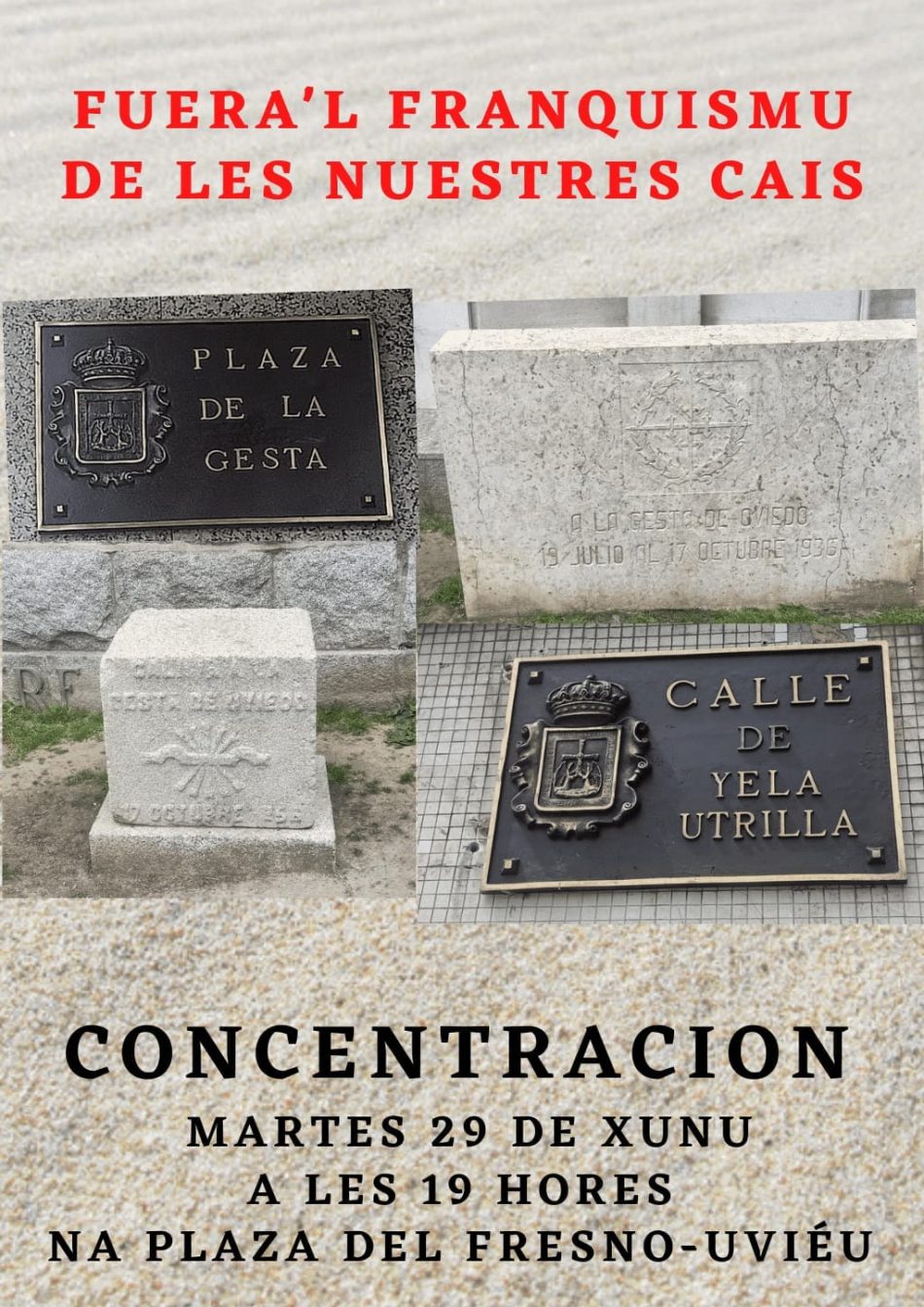 Concentración en Oviedo el 29 de junio: «fuera el Franquismo de nuestras calles»