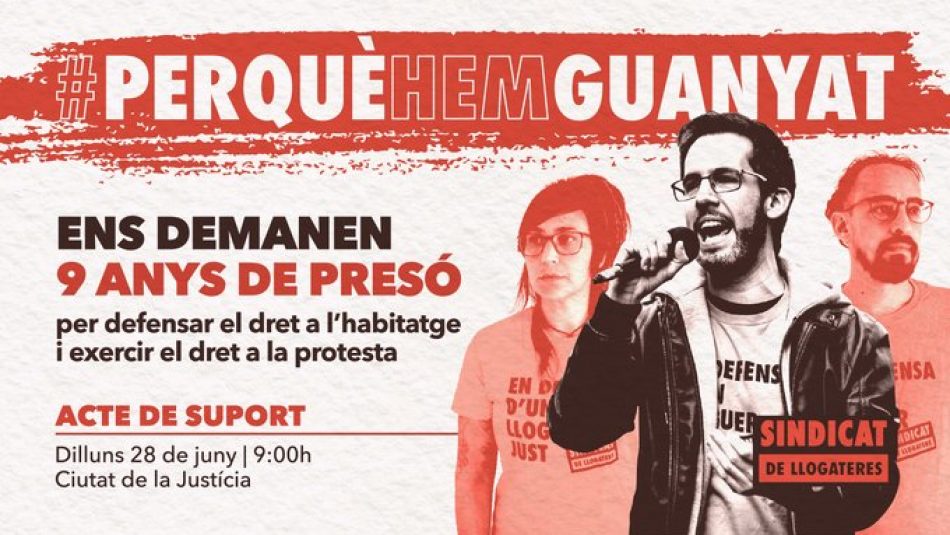 Convocado acto de apoyo el 28 de junio tras pedir la fiscalía nueve años de prisión para tres activistas por el derecho a la vivienda