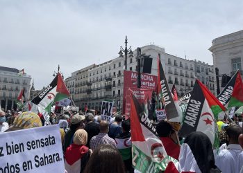 Masiva manifestación final de las Marchas por la Libertad del Pueblo Saharaui en Madrid