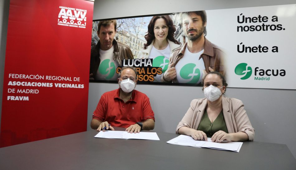 FACUA Madrid y la Federación Vecinal firman un convenio de colaboración