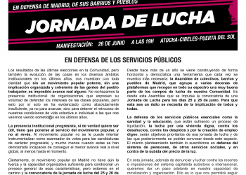 Jornada de lucha en defensa de Madrid, de sus barrios y pueblos: Manifestación el 26 de Junio