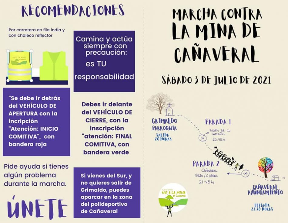 Marcha contra la Mina de Cañaveral el próximo sábado 3 de julio