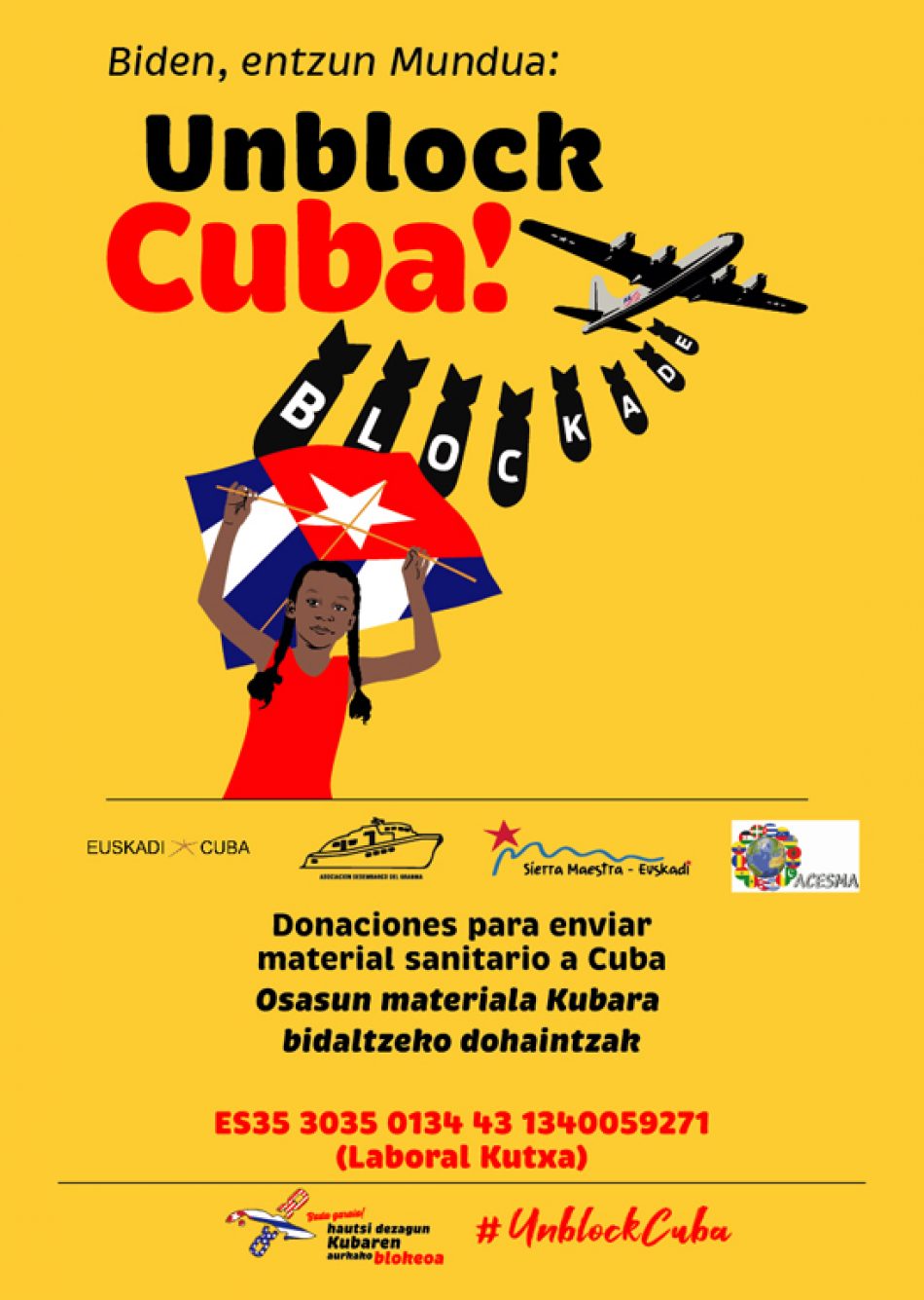 Campaña vasca: material higiénico-sanitario para sistema público de salud de Cuba y actos contra el bloqueo y la injerencia