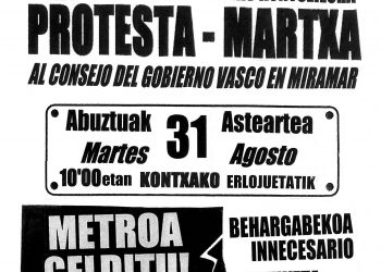Satorralaia convoca mañana una marcha contra el Metro al Consejo del Gobierno vasco en Miramar