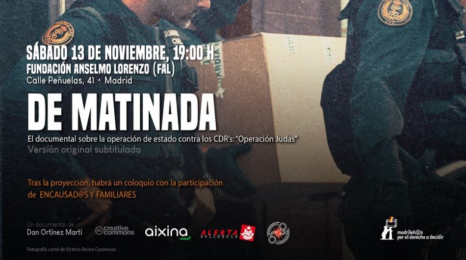 Se estrena el documental “De matinada”, el 13 de noviembre en Madrid