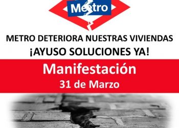 Los afectados por los derribos de la línea 7B de Metro de Madrid protestan por la falta de alternativas dignas de vivienda