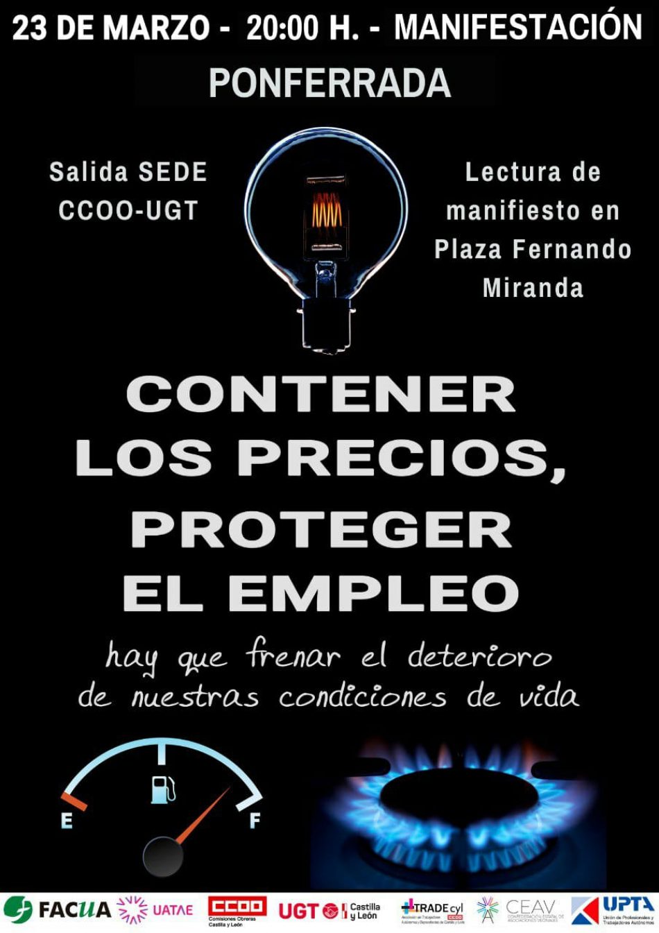 El PCE apoya la manifestación del 23M en Ponferrada: “Es hora de controlar los precios, subir los salarios e intervenir el sector eléctrico”