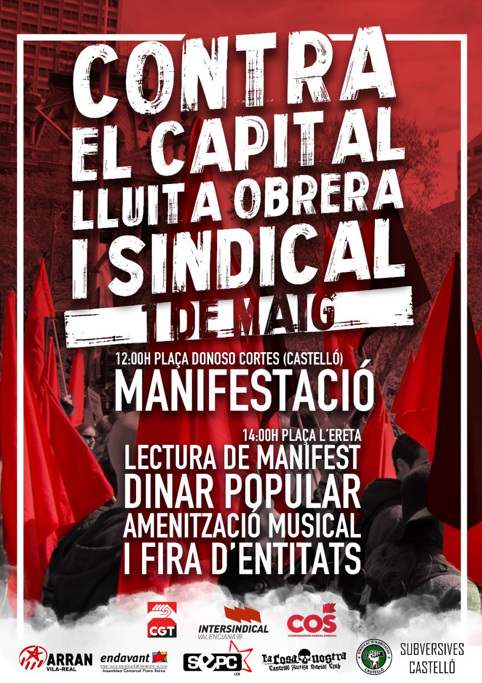 CGT saldrá a la calle el 1º de Mayo junto al sindicalismo combativo y movimientos sociales en Castelló