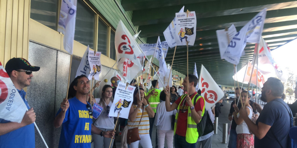 Los sindicatos convocantes de la huelga en Ryanair denuncian prácticas de esquirolaje interno internacional