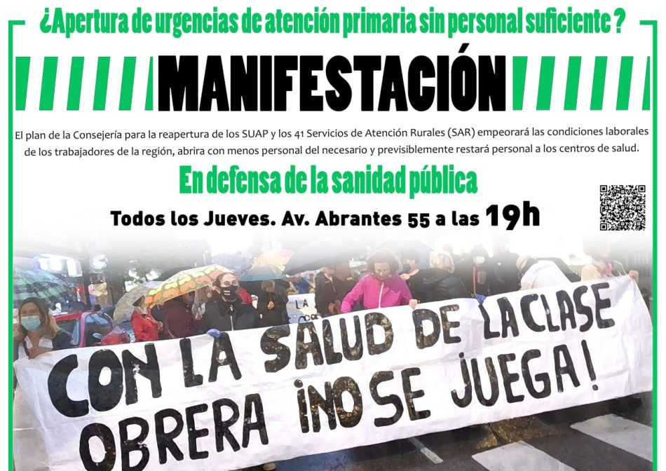 Manifestación en Carabanchel en defensa de la Atención Primaria y contra el cierre de los SUAP