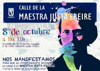Manifestación por la recuperación del nombre de la calle Maestra Justa Freire en lugar del General Millán Astray