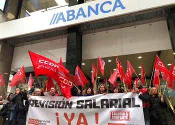 CCOO mobilizouse na Coruña para esixir melloras salariais en Abanca