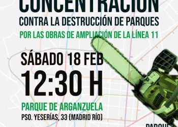 La Asociación Vecinal Pasillo Verde pide en el juzgado la paralización cautelar de la tala de árboles del Parque de Arganzuela