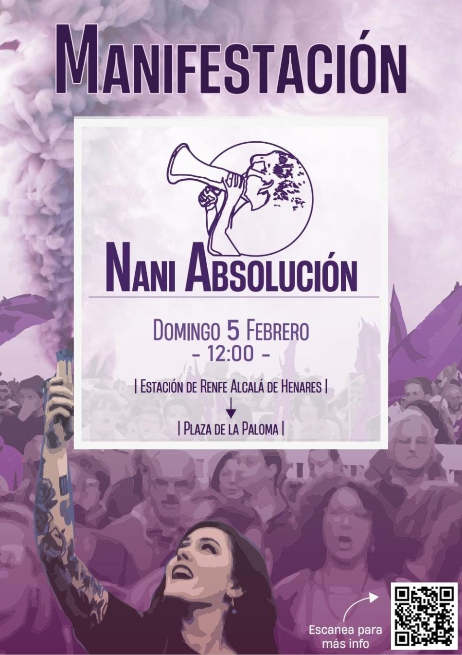 Manifestación en Alcalá de Henares el 5 de febrero en apoyo a la activista por el derecho a vivienda Nani Martínez