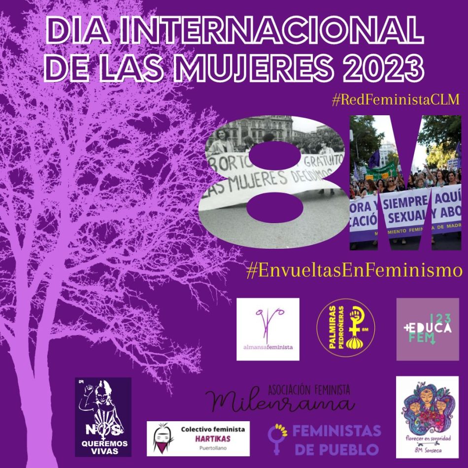 Este 8M de 2023, la Red feminista Regional envuelve de feminismo los pueblos y ciudades de Castilla-La Mancha