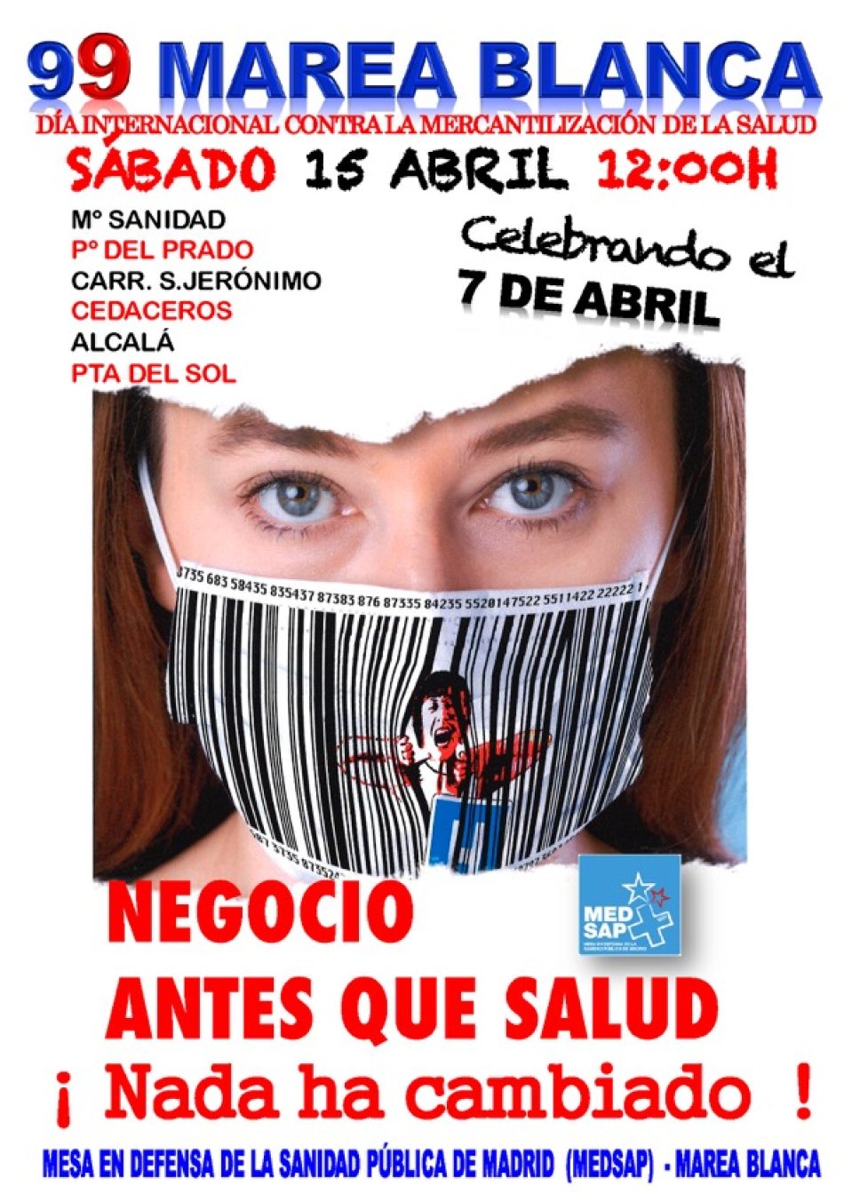 Madrid acoge la 99ª Marea Blanca contra las privatizaciones sanitarias este sábado