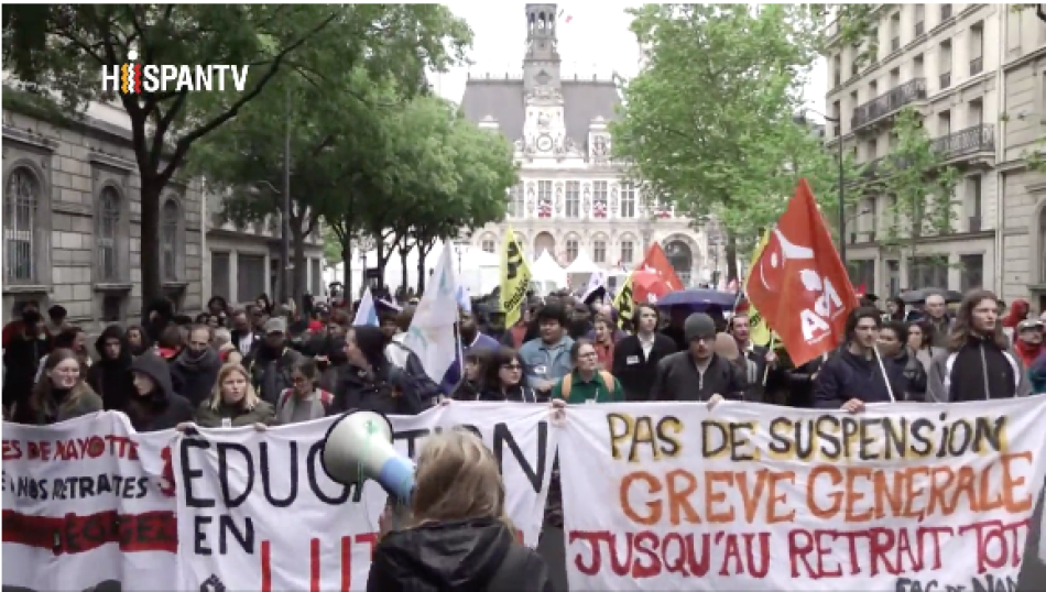 Protesta contra reforma de Macron al margen del Festival de Cannes