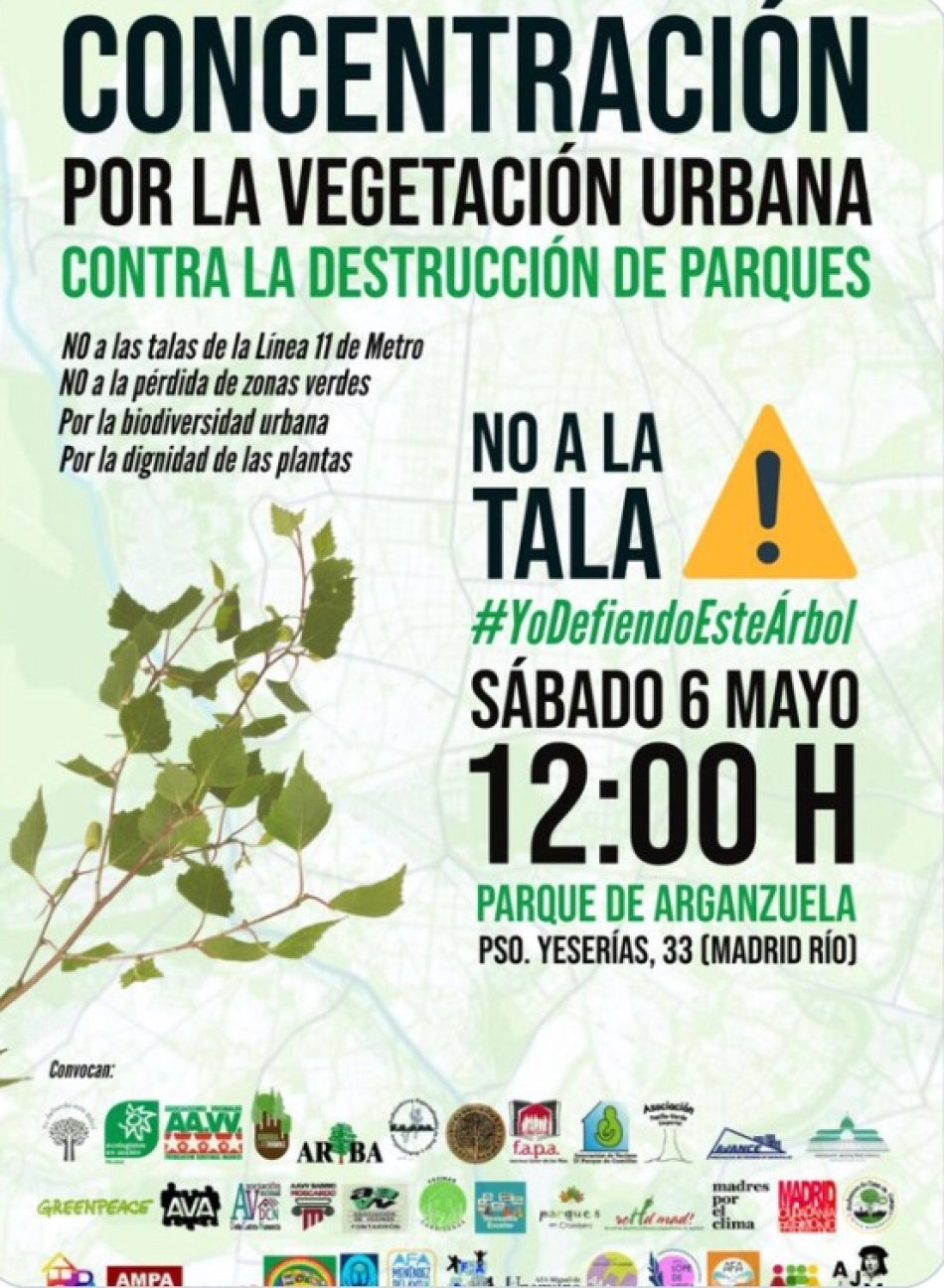 Colectivos ecologistas y vecinales se unen en protesta contra la destrucción de parques y arbolado en Madrid