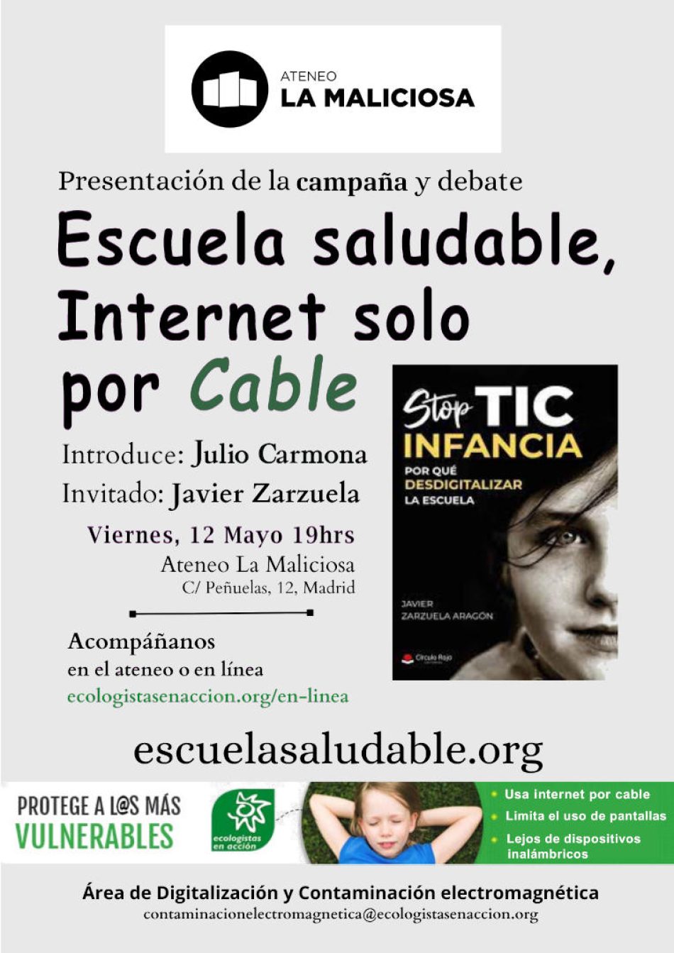 Ecologistas en Acción presenta el 12 de mayo en Madrid su campaña escolar sobre usos digitales