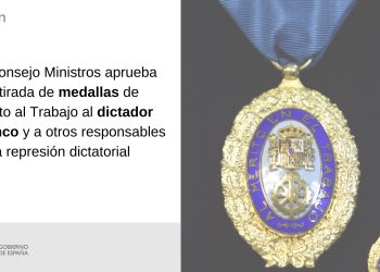 El Gobierno aprueba la retirada de medallas de mérito al Trabajo al dictador Franco y a otros responsables de la represión dictatorial a propuesta de Yolanda Díaz