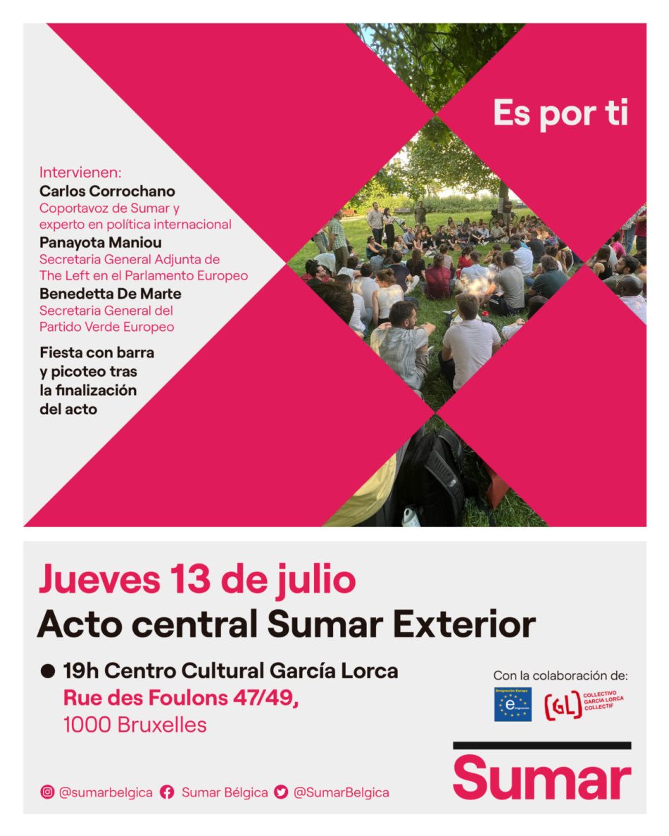 El histórico Centro García Lorca acogerá el acto central de campaña de Sumar en Bélgica