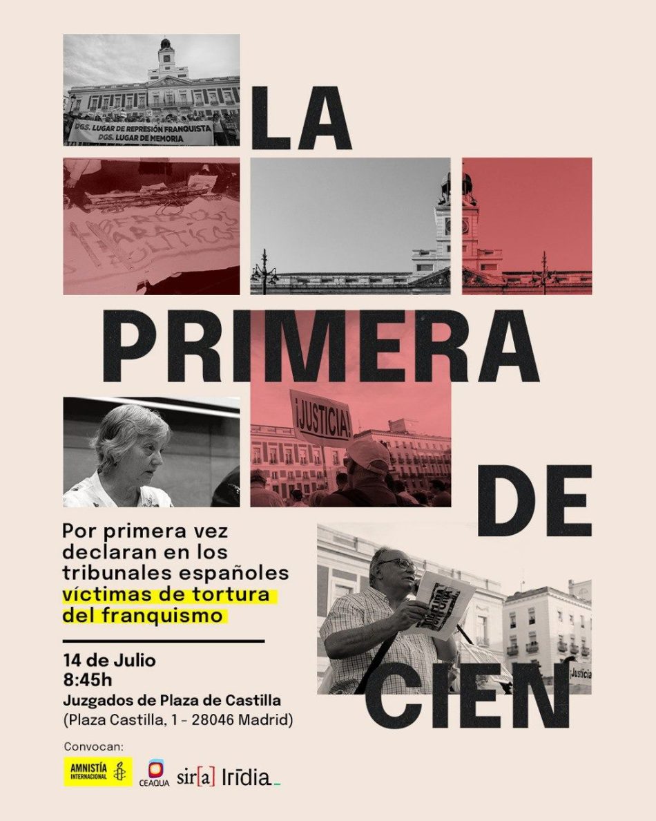 Julio Pacheco y Rosa García acudirán en un juzgado de Madrid el 14 de julio: la primera e histórica declaración de víctimas de torturas durante el Franquismo ante tribunales españoles