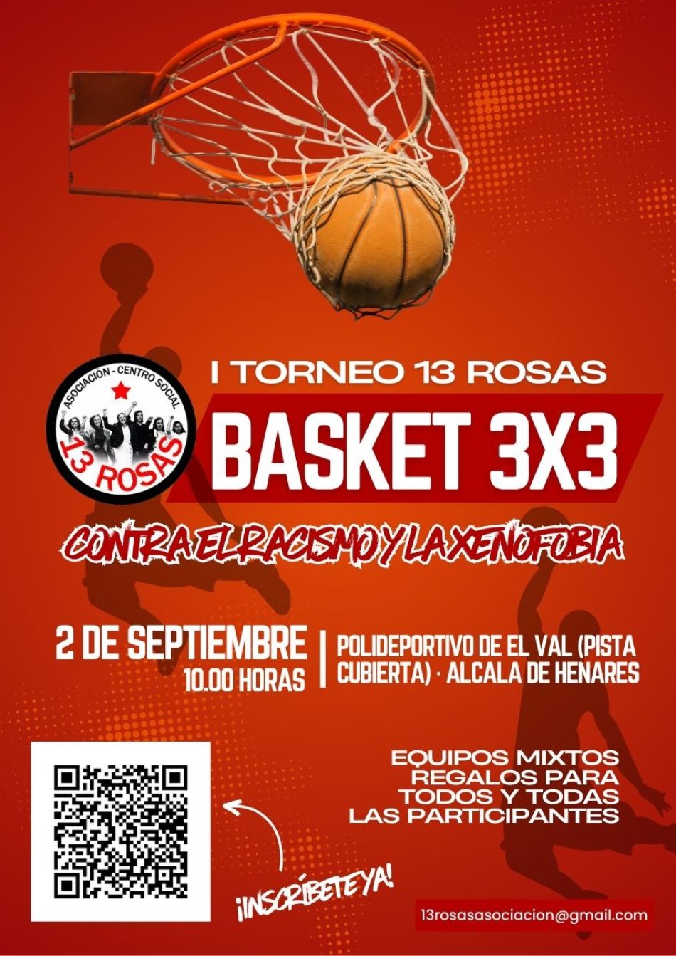 La asociación 13 Rosas organiza su primer torneo de baloncesto 3×3 contra el racismo y la xenofobia