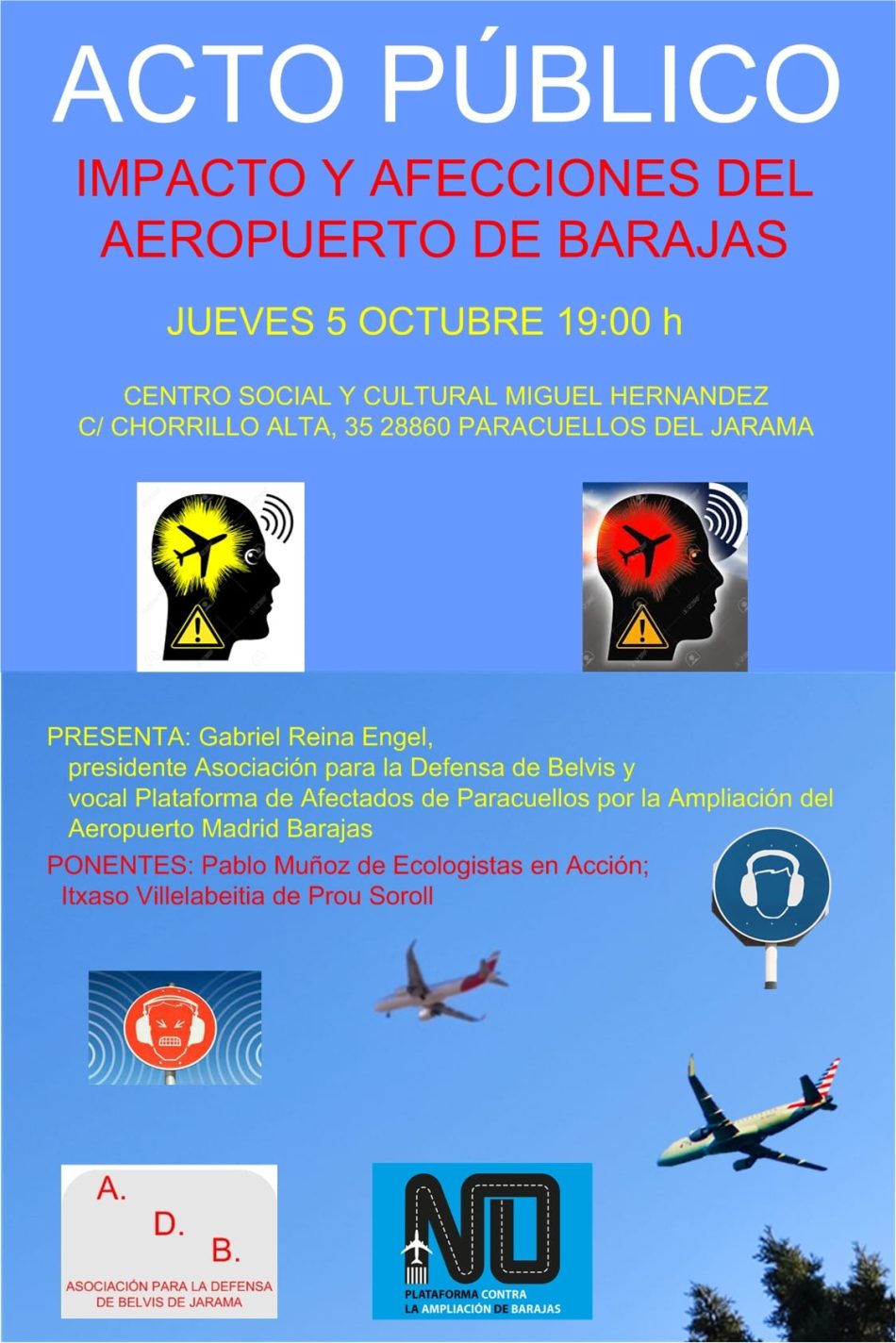 Mesa redonda en Paracuellos del Jarama sobre los impactos del tráfico aéreo de Barajas