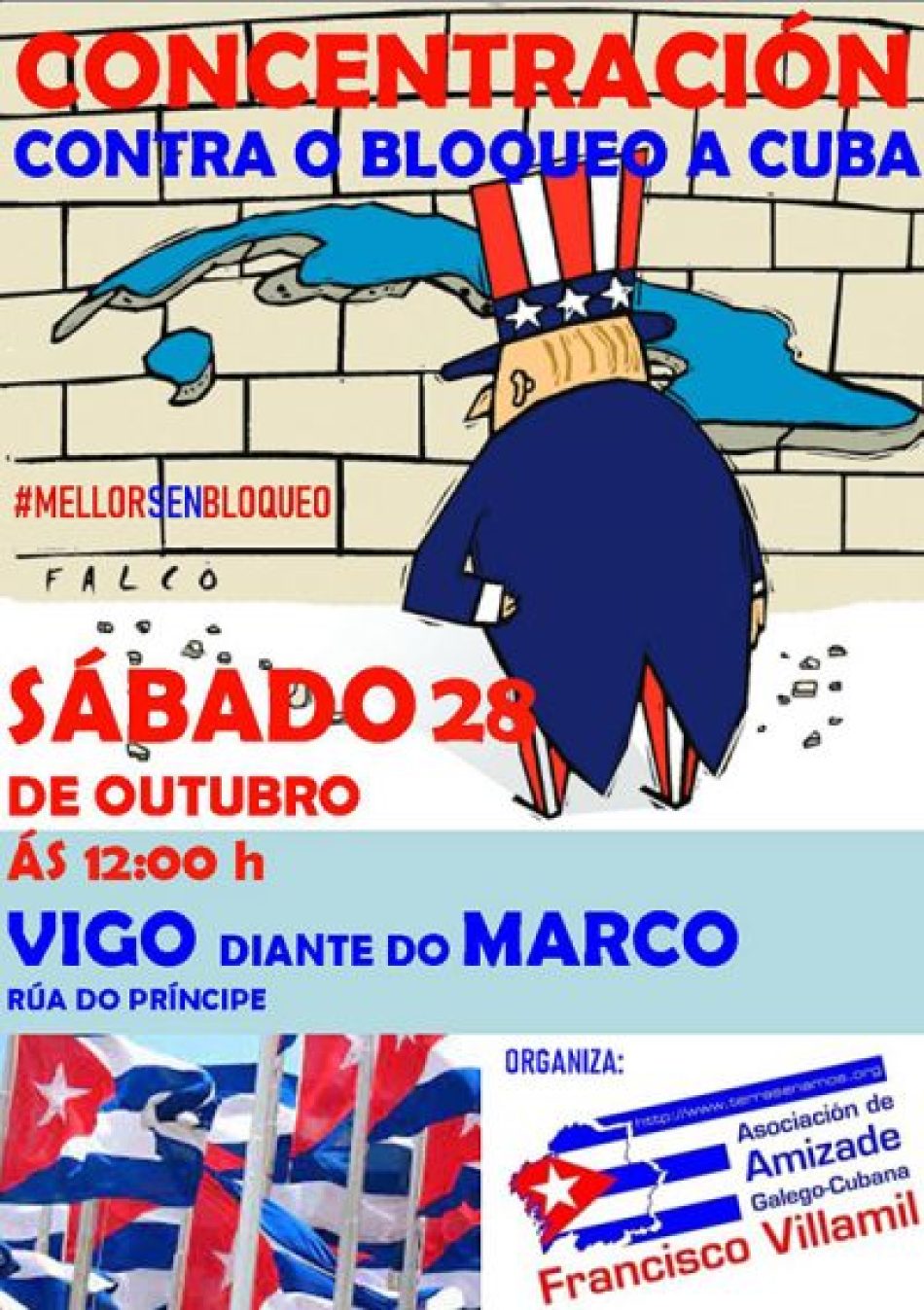 Concentraciones y actos solidarios acompañarán la votación de la ONU contra el bloqueo de EEUU a Cuba: Vigo, Sabadell, Valencia, Bilbao, Vitoria-Gasteiz, Barcelona, Madrid y Málaga