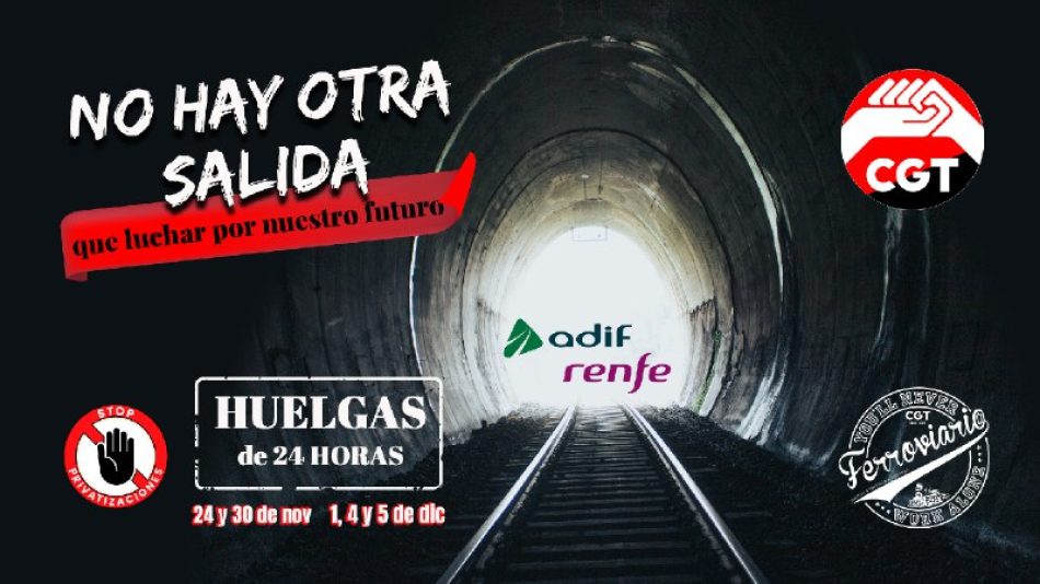 CGT llama a la movilización contra la fragmentación y la privatización de RENFE y ADIF, y advierte de la desaparición del ferrocarril como servicio público