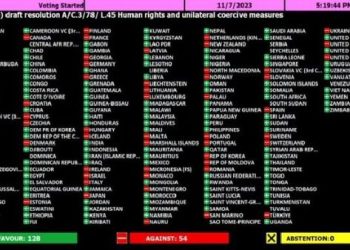 ONU vota a favor del levantamiento de medidas coercitivas unilaterales