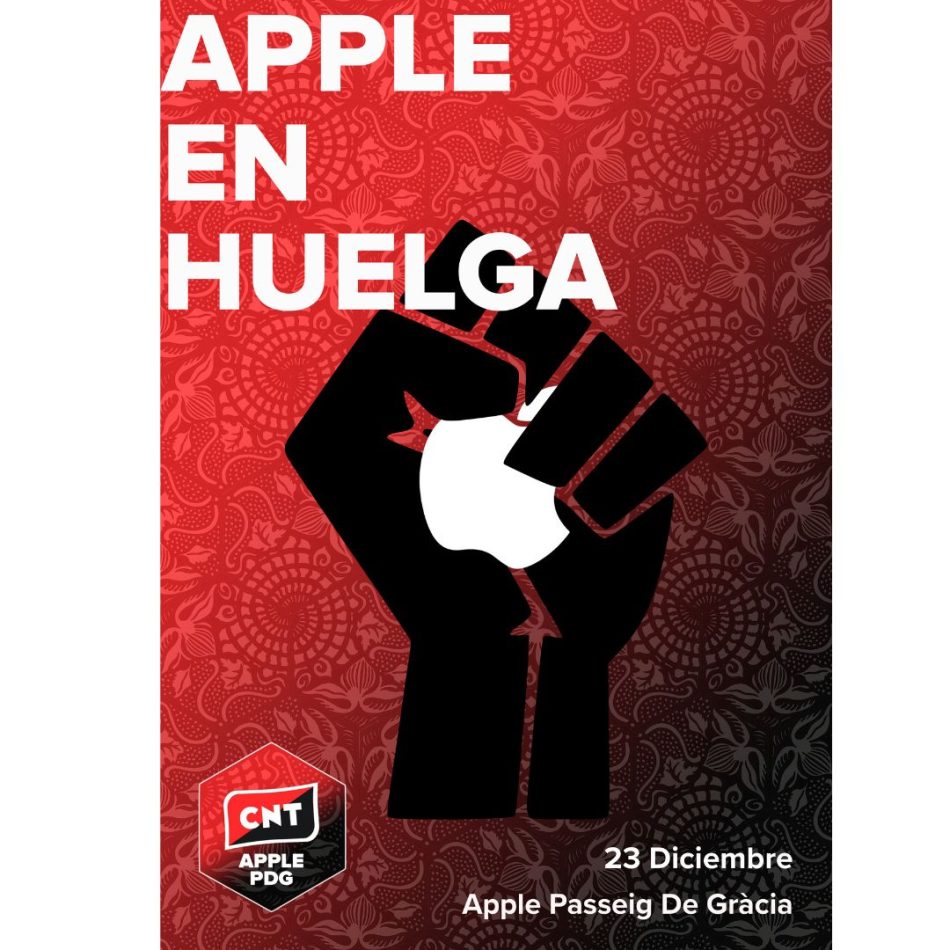 No hay acuerdo en la mediación. Sigue adelante la huelga en Apple Passeig de Gràcia (Barcelona), el 23 de diciembre