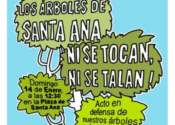 La vecindad del barrio de Las Letras responde al arboricidio de la plaza de San Ana (Madrid) con una concentración de protesta