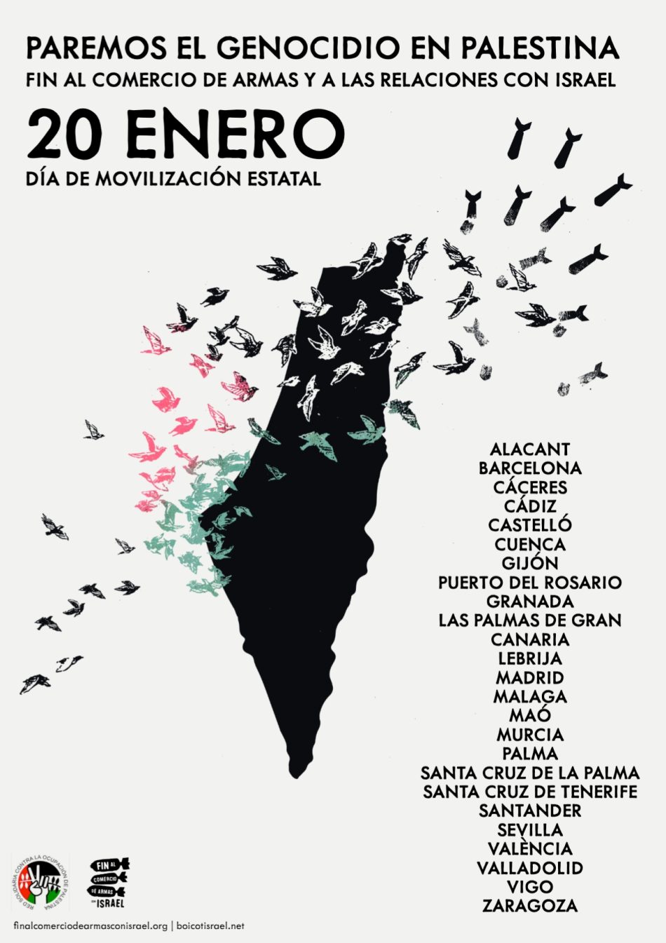 «¡Paremos el genocidio en Palestina!». Confirmadas manifestaciones en 25 ciudades del Estado español: 20 de enero