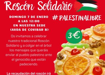 El Grupo Municipal Izquierda Unida Rivas – Más Madrid – Verdes Equo invita a celebrar su tradicional ‘Roscón Solidario’ el próximo 7 de enero con la mirada puesta en el genocidio en Palestina