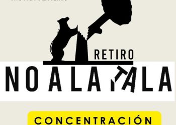 Protesta vecinal ante el inminente comienzo en Atocha de las talas de arbolado por la ampliación de la línea 11 de Metro