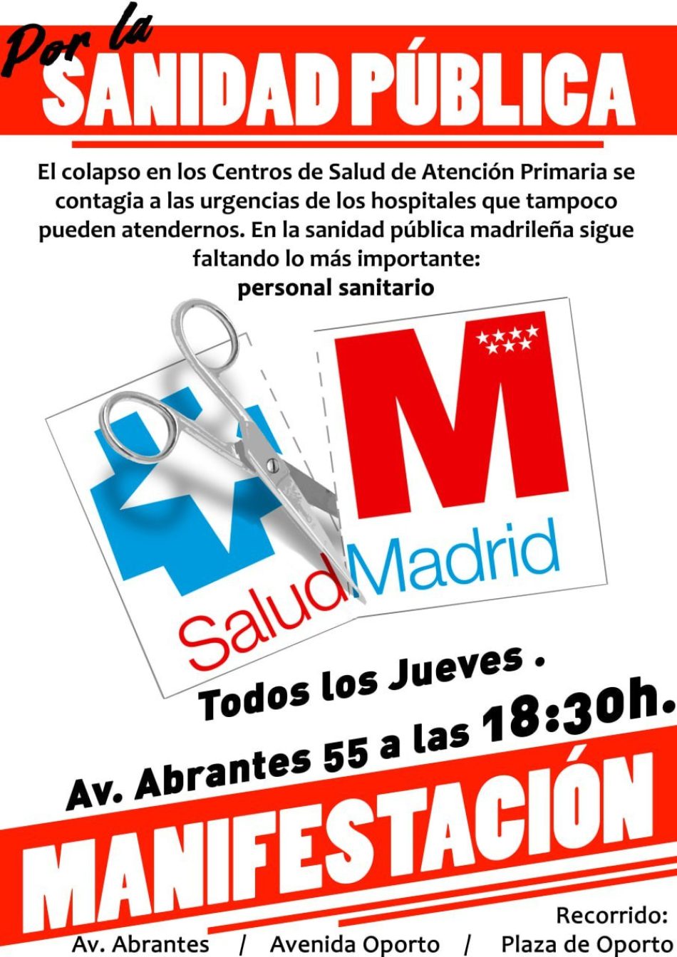 Jueves de manifestación en Carabanchel en defensa de la Sanidad pública: 22-F