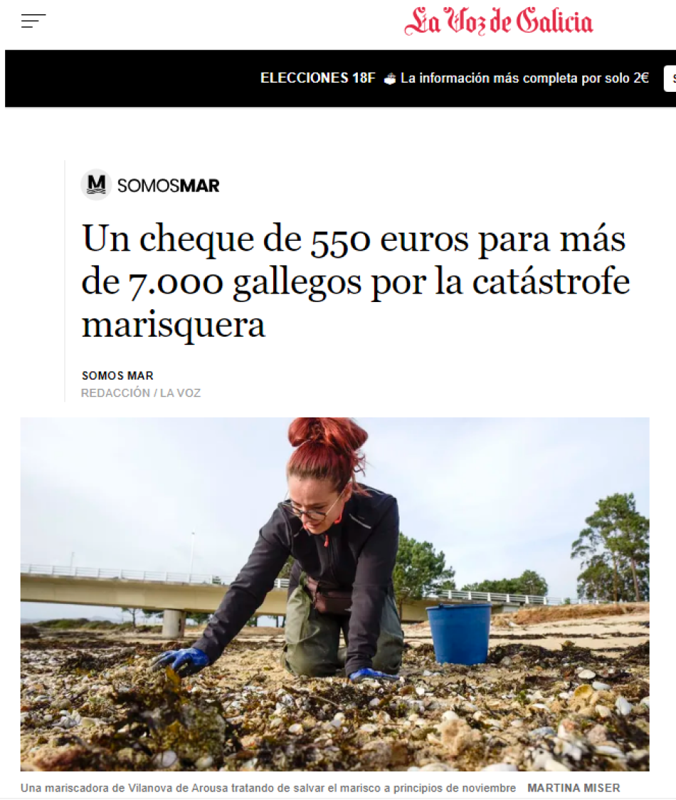 Medios afines al PP obvian la relación directa entre las «ayudas» a los mariscadores recibidas esta semana y las elecciones gallegas de este domingo