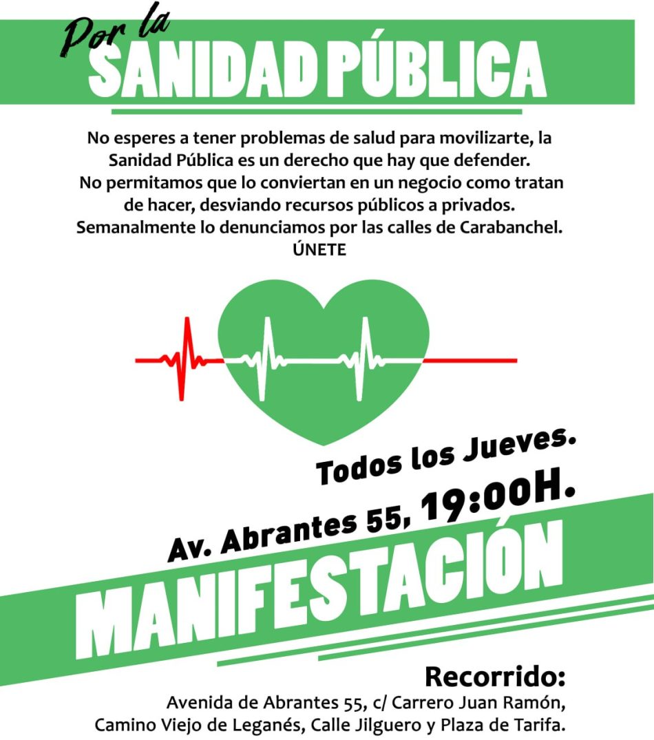 «Seguimos en Carabanchel manifestándonos en defensa de la Atención Primaria y de la Sanidad Pública»